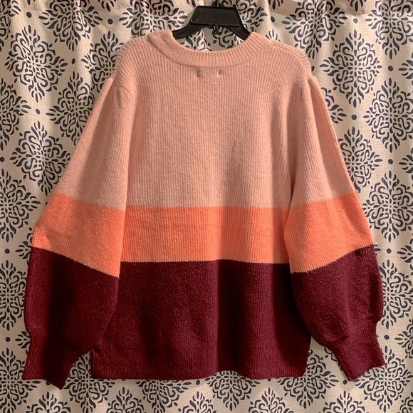 (2X)- NWT Ava & Viv Women's Striped Crewneck Sweater - Picture 3 of 9